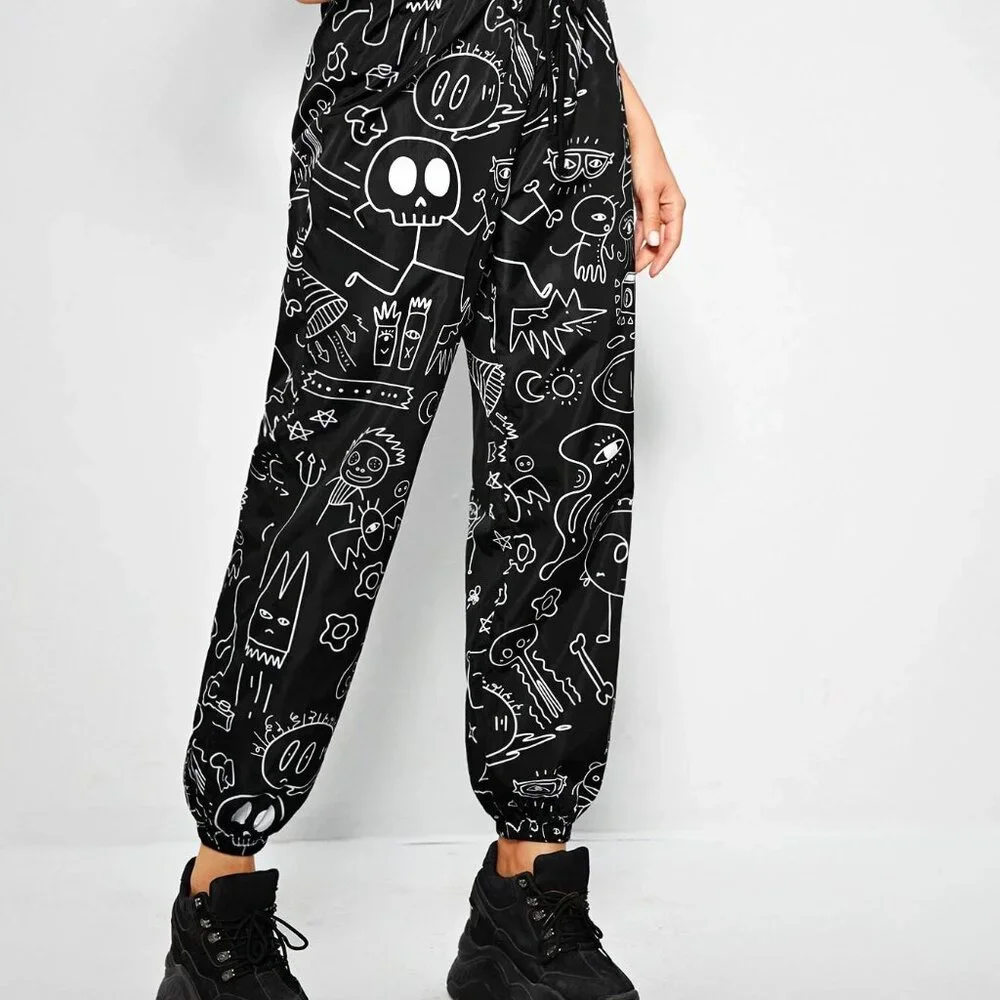 Shein Unity Allover Cartoon Graphic Wind Pants